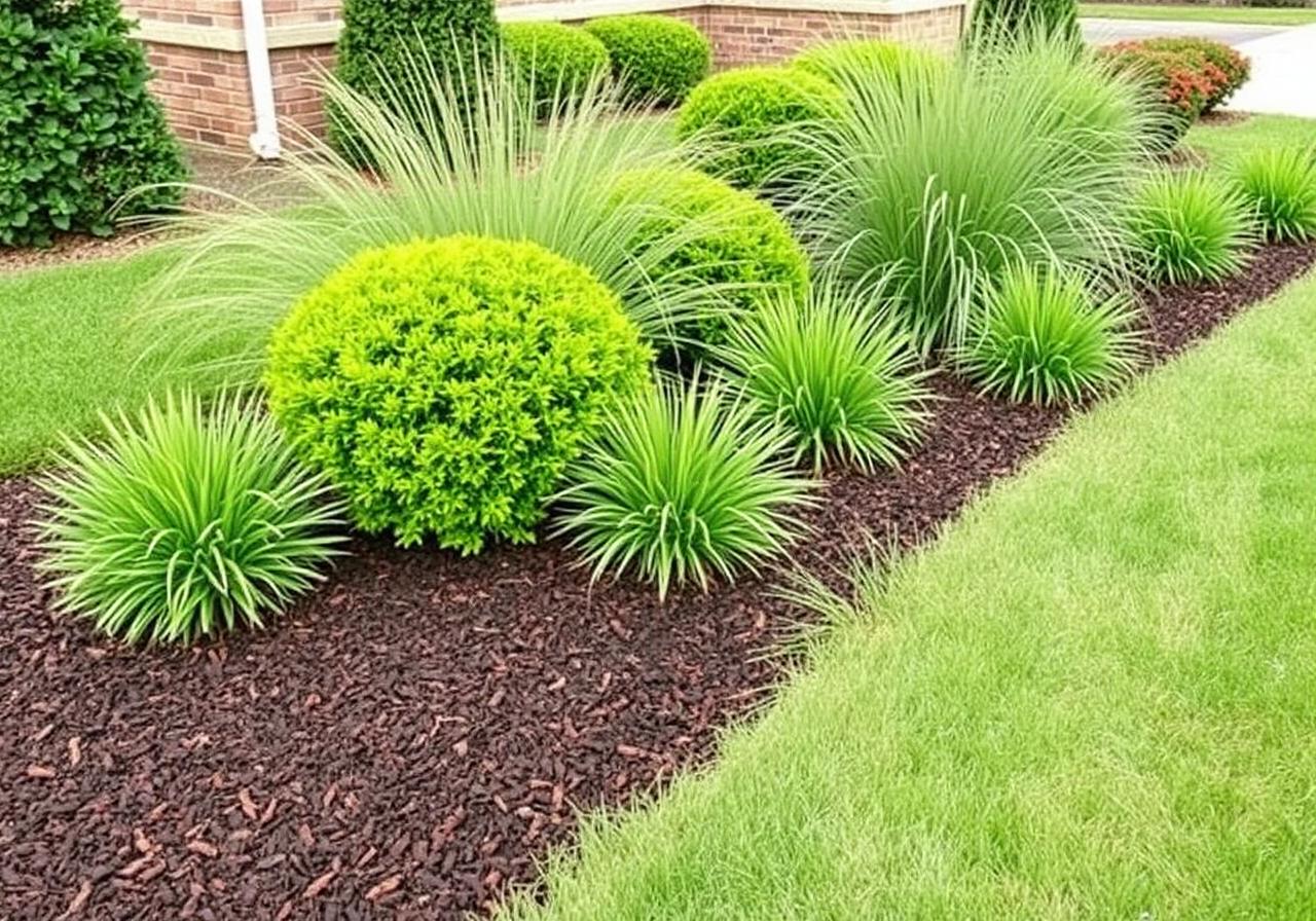 Fresh mulch & ornamental bed